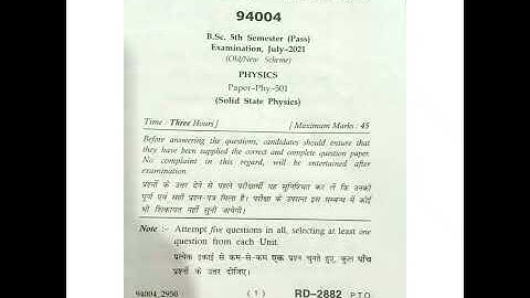 2021 mdu bsc(pass) 5th semester physics (solid state physics) question paper