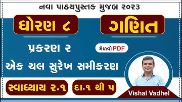 std 8 maths chapter 2 swadhyay 2.1 | dhoran 8 ganit swadhyay 2.1 | std 8 ganit ch 2.1 dakhala 1 to 5