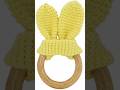 Latest Amazon Prapti Handicrafts Natural Wooden Baby Toys Cotton Crochet Rabbit Ears Teething Ring