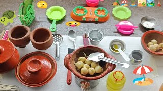 Mini kitchen potato curry / শীতকালে স্পেশাল আলুর দম ছোট্ট হাড়ি করাইতে#toys #diy #miniatura