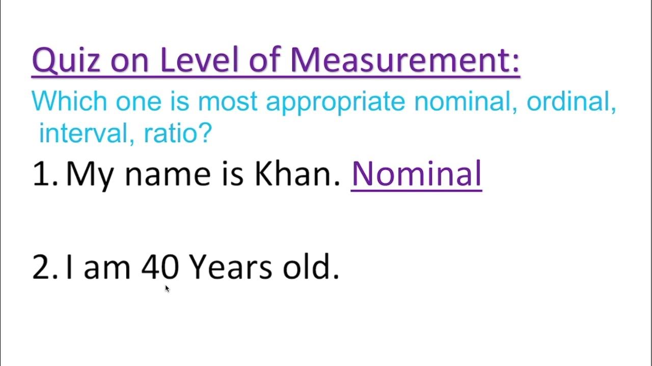 Level of measurement types of data quiz 2 youtube