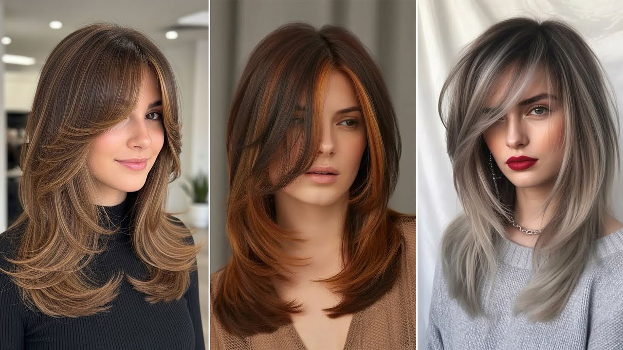 Стрижки средней длины с многослойной стрижкой. Тренды для длинных волос. Слои и наращивание волос...