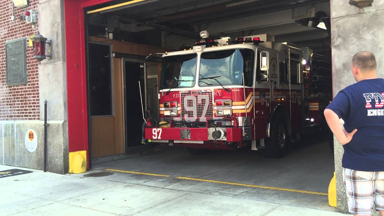 BRAND NEW FDNY KME ENGINE 97 BEING PULLED OUT FOR A FEW PHOTOS IN