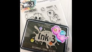 Watercoloring Dragon Stamp -  Fadeout Ink No Line Coloring Tutorial