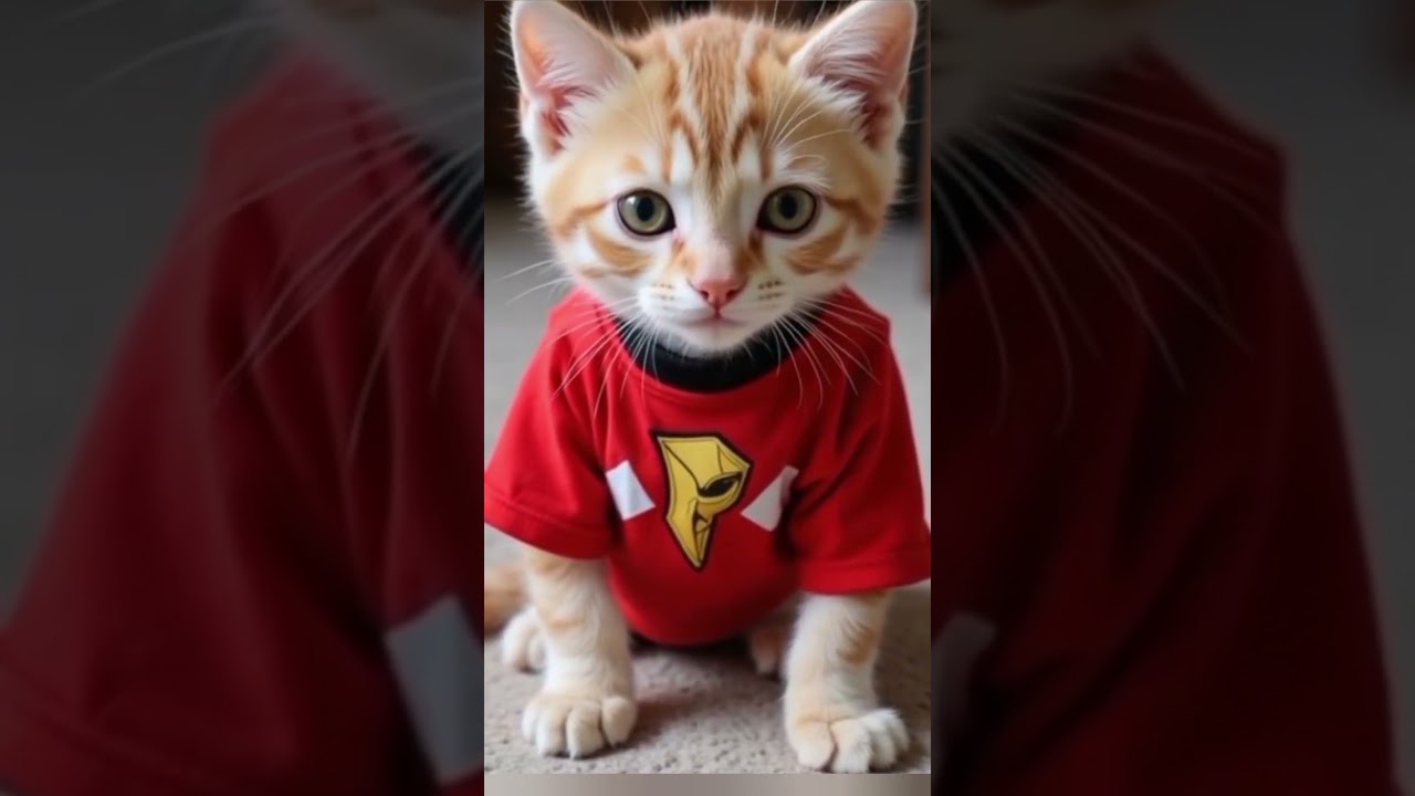 Cat wearing power rangers costume 