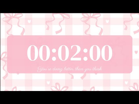 2 Minute Aesthetic Timer 🎀 Pink Bow Countdown | No Music | Cute Study Timer