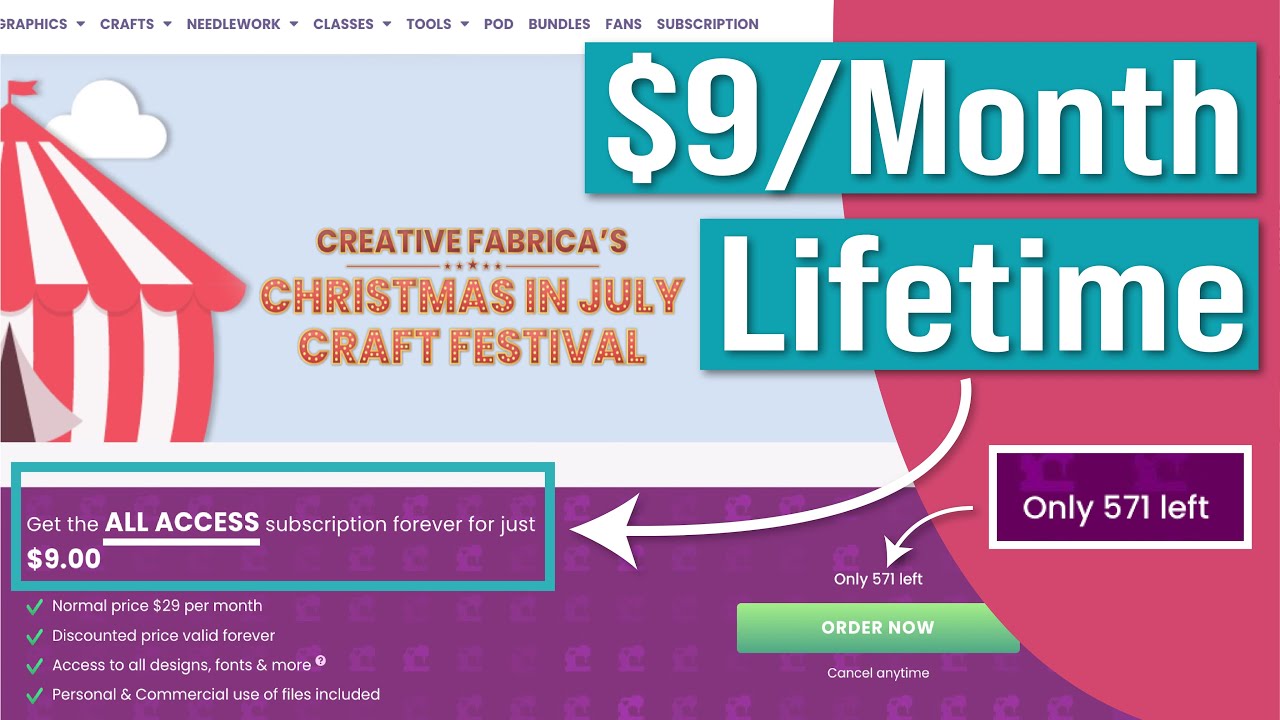 9month Creative Fabrica All Access Promo Lifetime Subscription