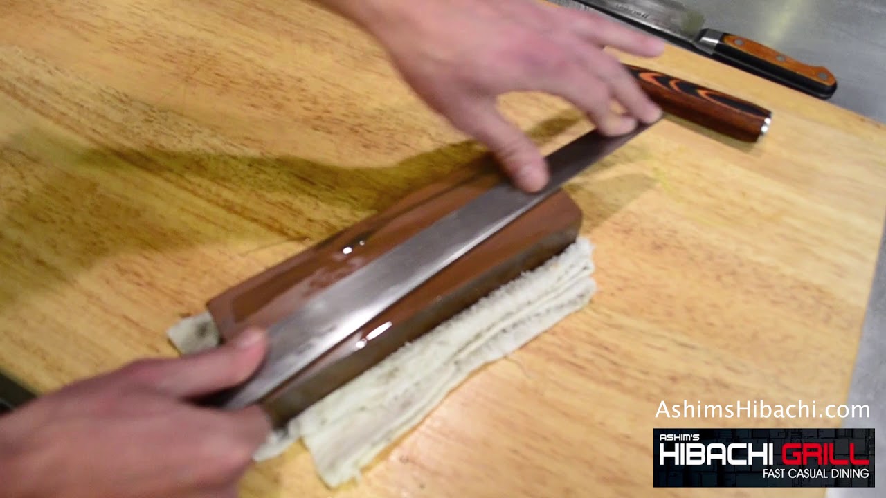 How to Sharpen a Knife on a Wet Stone (Chef Azat) Ashim's Hibachi