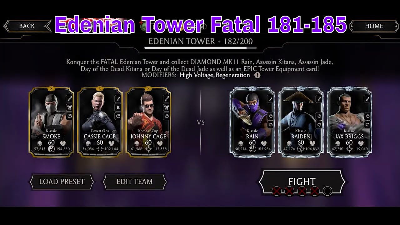 MK11 | Edenian Tower Fatal 181-185 + Reward |