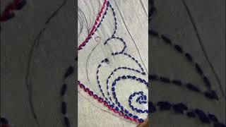 Broder line Hand embroidery stitch for beginner #Embroidery#shorts