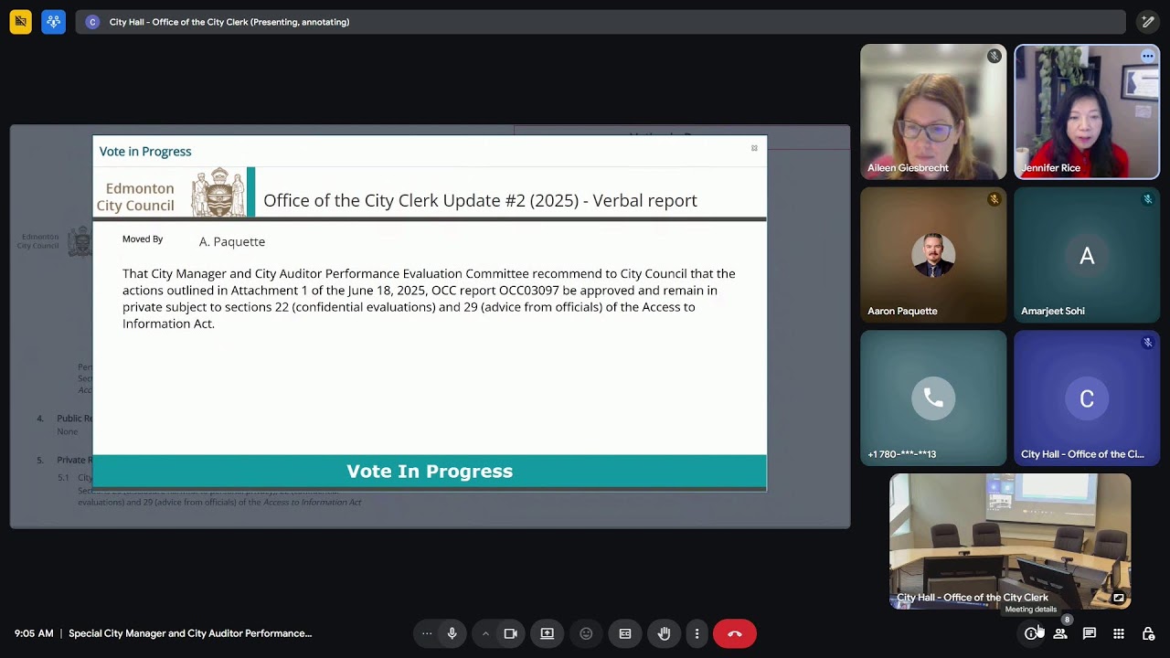 June 25, 2025 - Special City Manager and City Auditor Performance Evaluation Committee
