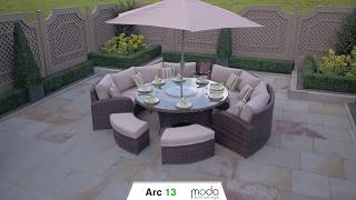 Moda's Arc 13 Half Moon Sofa and Dining Combo