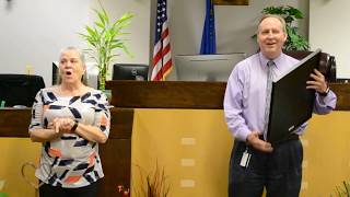 Judge Bryce Duckworth presents Judge Steel with proclamation for her retirement from the DC bench