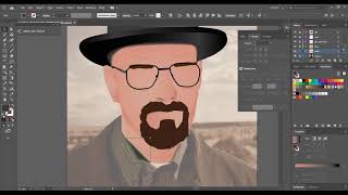 Walter white | Vector portrait Flat Illustration using Adobe illustrator | [Timelapse]