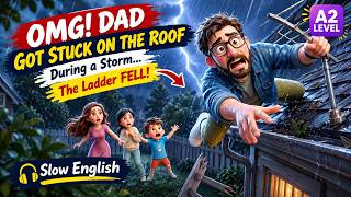 Can Grace and Maya Save Dad 😱 He's Stuck on the Roof! | Slow English