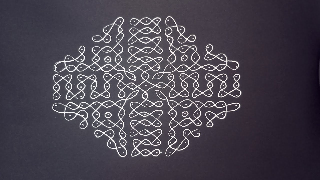 Simple elegant 15-5-5 kolam#music #muggulu #rangoli #kolam #sikkukolam 