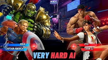 Gladiator Hulk & Captain America VS Ryu & Chun Li [Very Hard] - Marvel VS Capcom Infinite