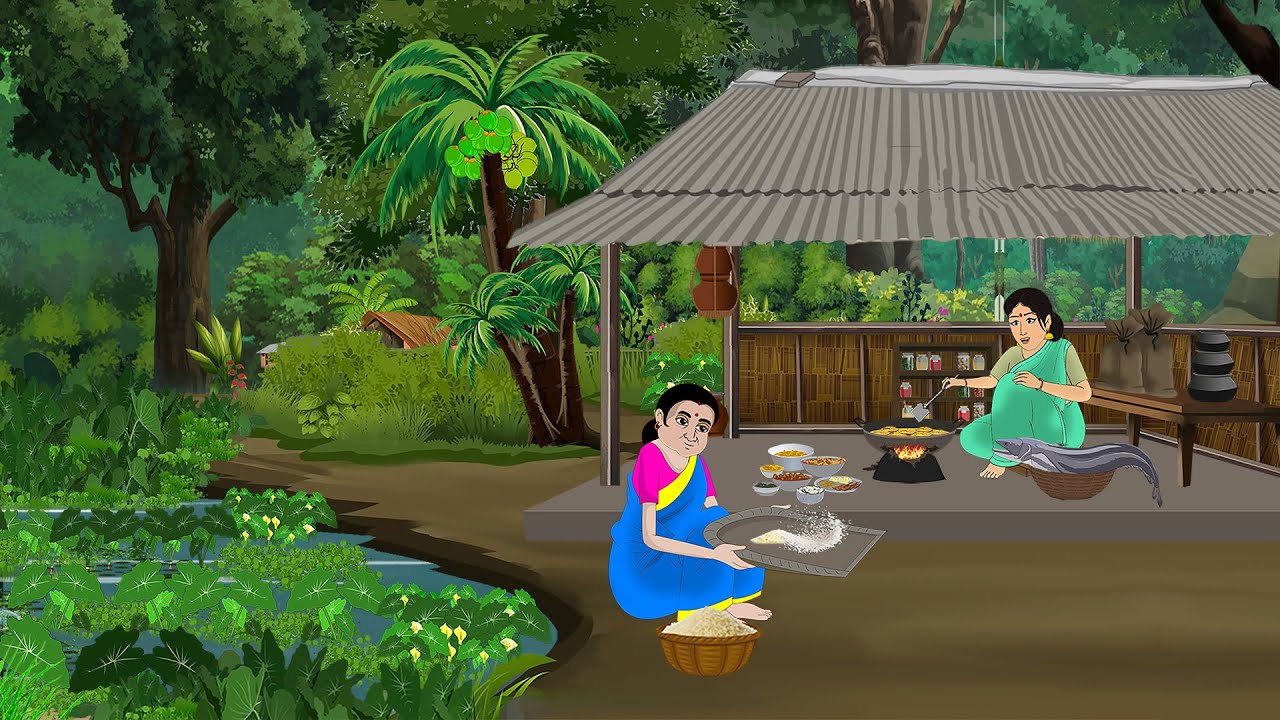 तालाब के किनारे दो बहनों की रसोई | Hindi Story | Hindi Kahaniya | Moral Stories | cartoon story