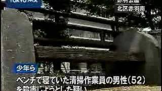 「ゴミ掃除する」　「ホームレス狩り」の少年逮捕