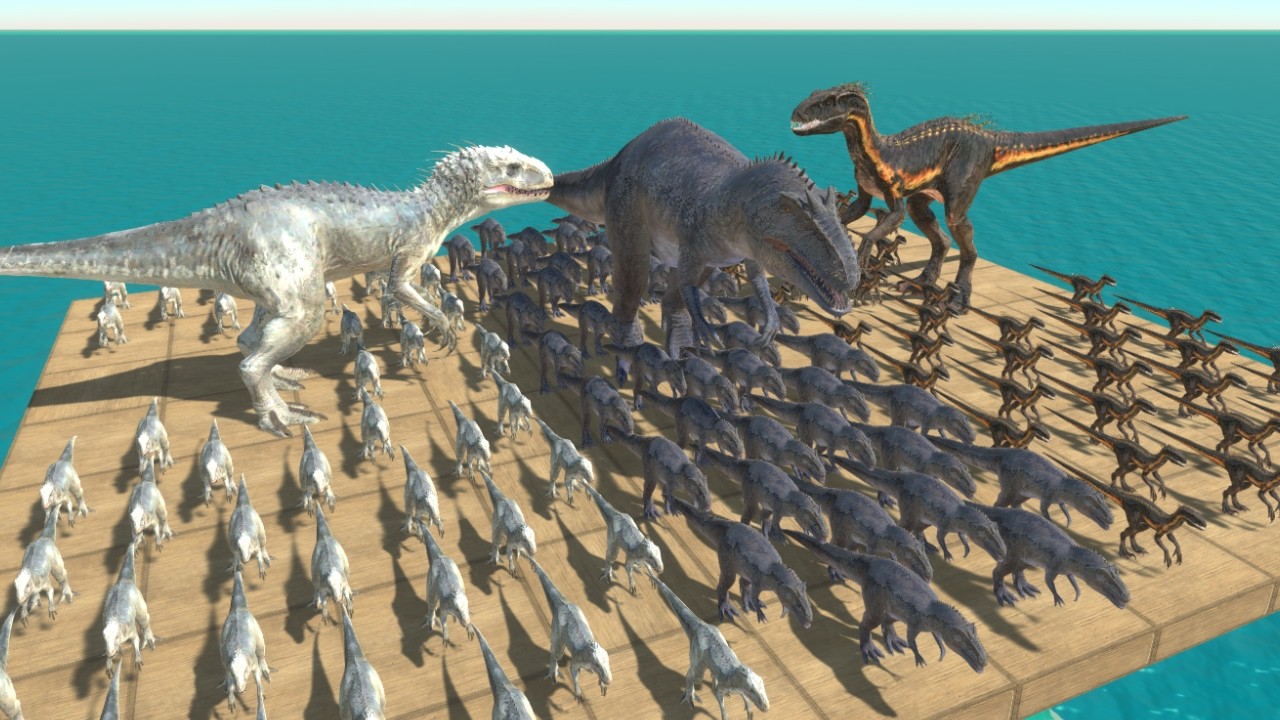 Can the Hybrid King Survive? Indominus Rex vs Indoraptor vs Giganotosaurus Evolution