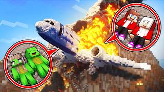 Mikey Family & JJ Family Survive The AIRPLANE CRASH ON THE MOUNTAIN in Minecraft (Maizen)