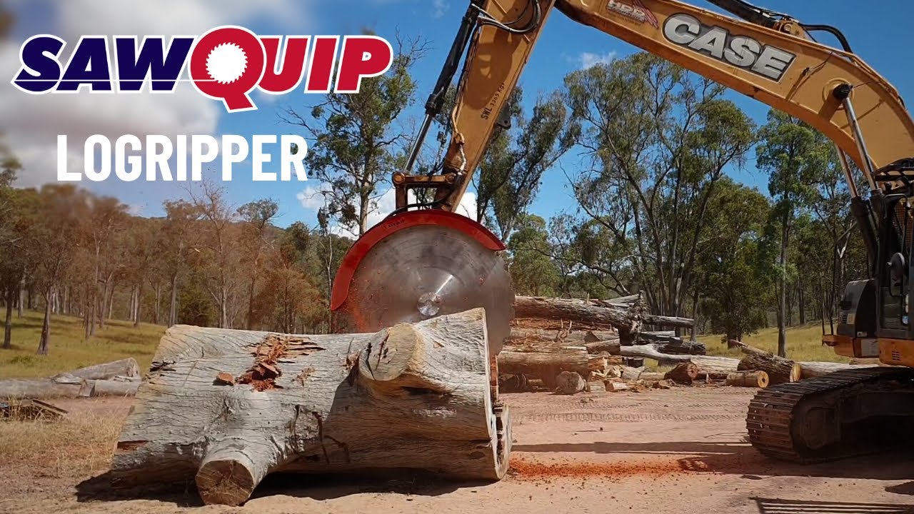 Wood Rigsaver SAWQUIP LogRipper - CASE 25T Ripping through massive redgum timber ...
