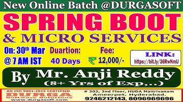 SPRING BOOT & MICRO SERVICES Online Training @ DURGASOFT