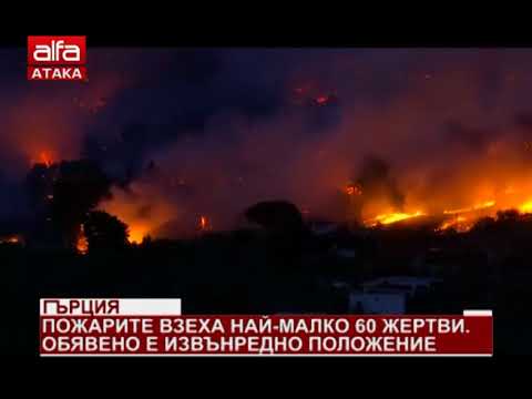 Видео: Повече от 70 загинали от пожари в Гърция