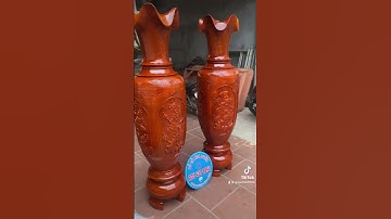 Cặp lục bình 1m80 đục tứ quý gỗ xà cừ Hàng đặt của a Khang ở Bắc Giang.chỉ 14tr500 #lucbinhgoxacu