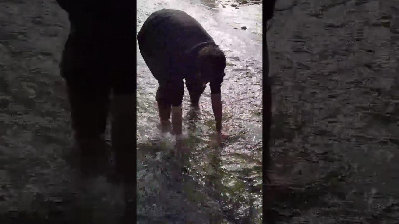 It is very dangerous to catch fish by hand.hand