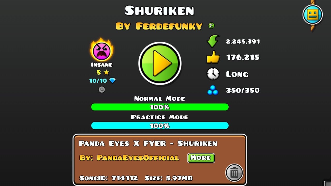 Shuriken by Ferdefunky Completed!!! | Death Gauntlet 2/5 | Geometry Dash #10