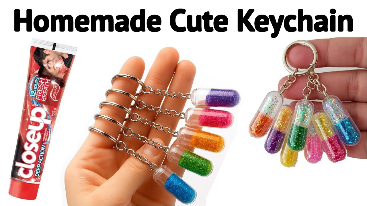 How to make Keychain from waste materials at home /Homemade glass keychain/DIY gift Keychain