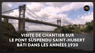 The Saint-Hubert Bridge, spanning the Rance River south of Saint-Malo, is under construction. The Saint-Hubert Bridge, spanning the Rance River south of Saint-Malo, is under construction.
