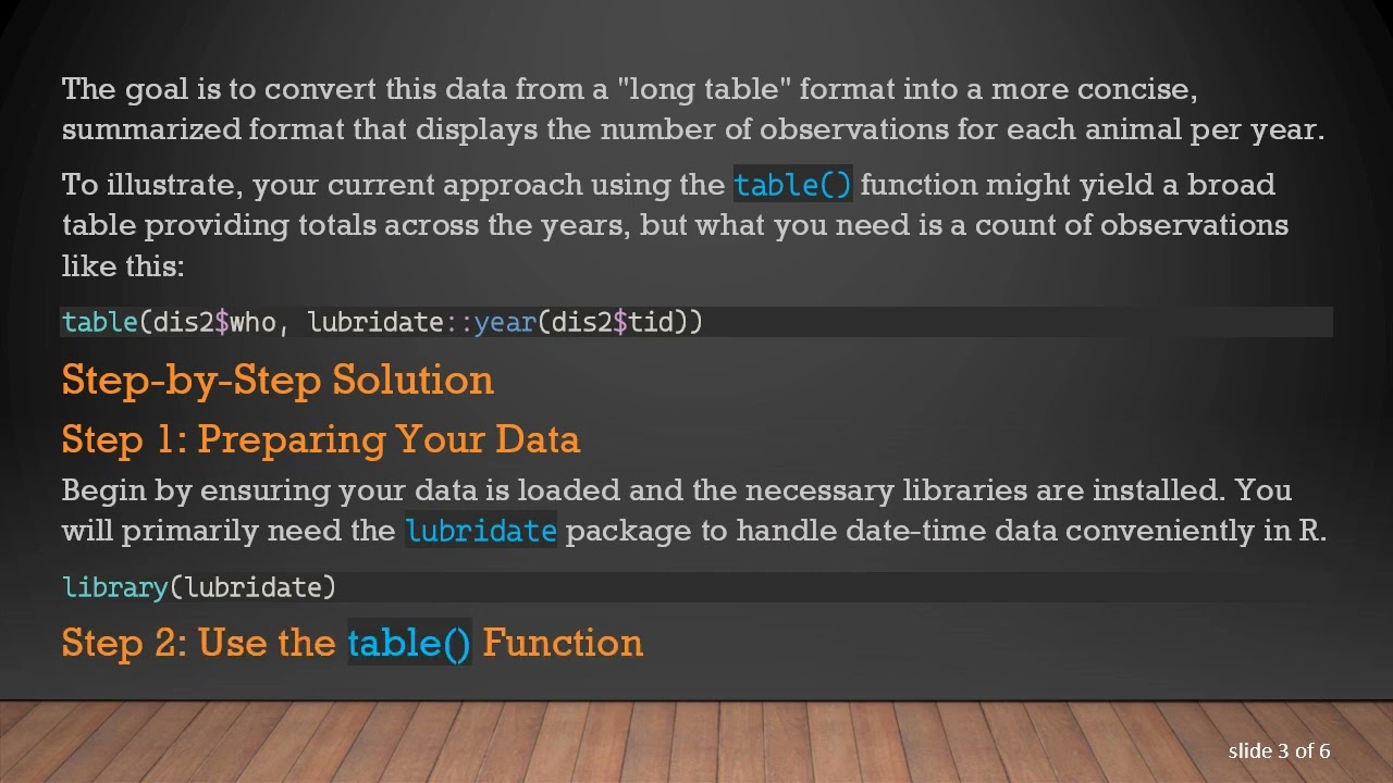 Efficient Aggregation and Crosstabulation of Animal Observations