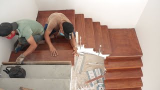 Technique Installation A Wooden Stair With Asphalt | Design & Build Wooden Stair