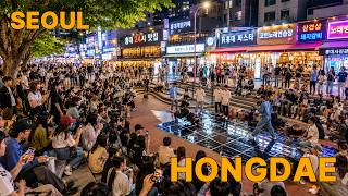 [대한민국] 서울 홍대 4K Walking Tour | 젊음과 버스킹 열기로 가득한 홍대의 밤