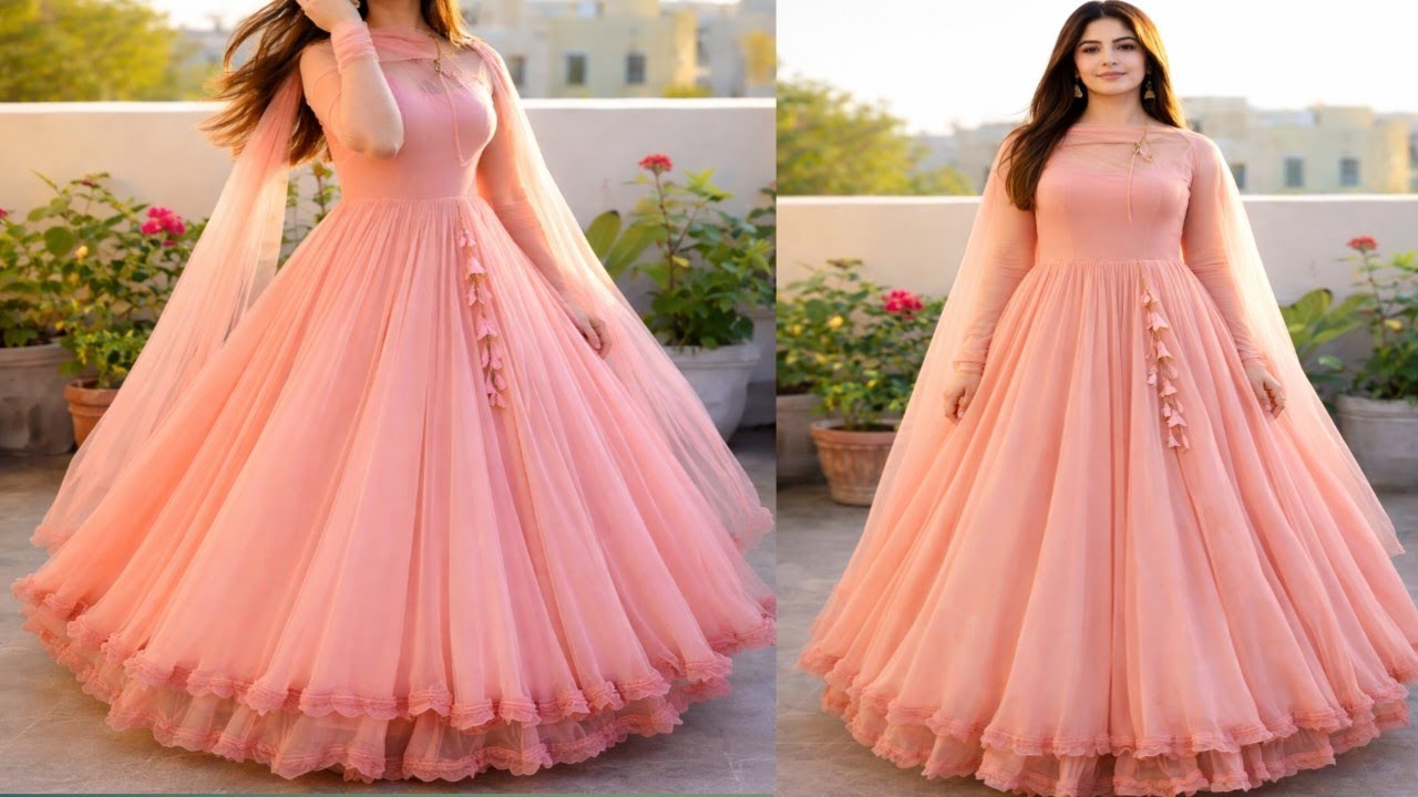 Long Frock Cutting And stitching | Designer Anarkali Dress Cutting & Stitching | Easy Method