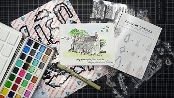 Diamond Press Country Cottage Stamps & Dies Set Review Tutorial! Serene Postcard Tutorial!