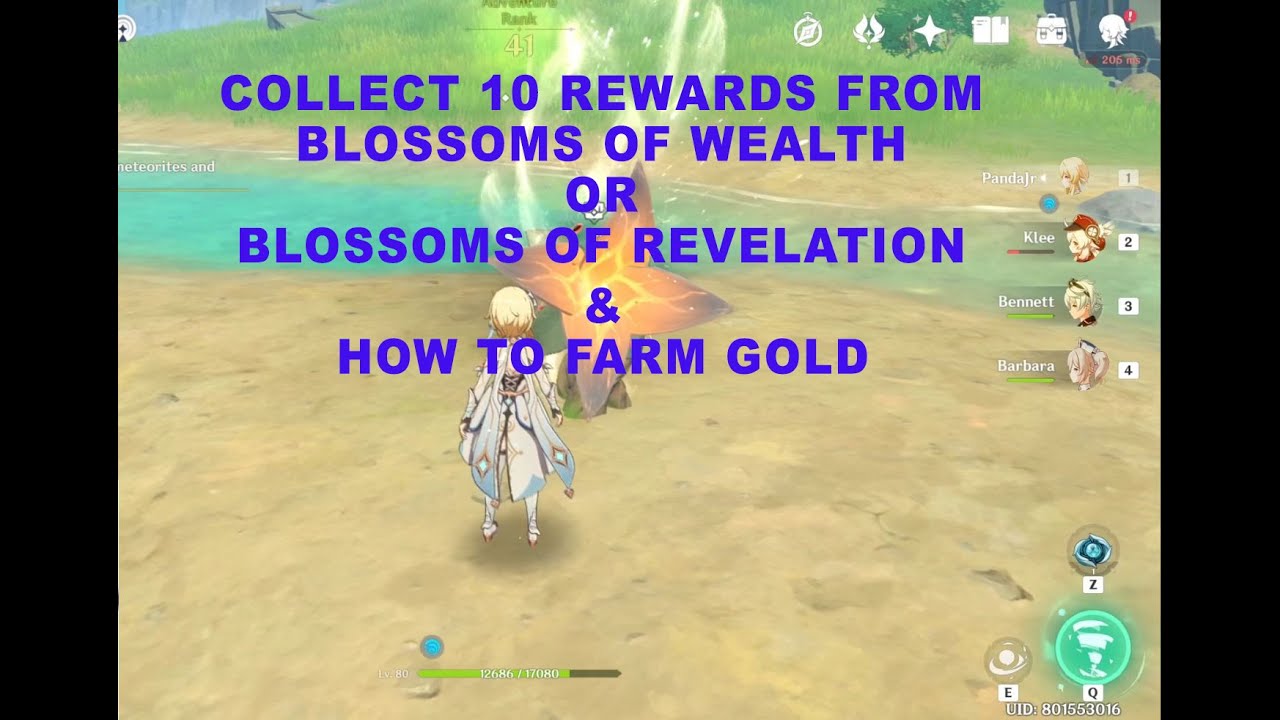 COLLECT 10 REWARDS FROM BLOSSOMS OF WEALTH OR BLOSSOMS OF REVELATION
