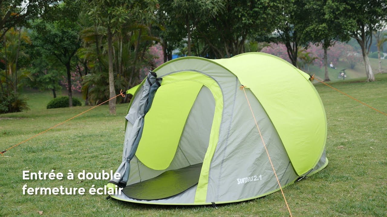 SURPASS - Tente de camping Pop up - 2 Personnes - Vert & Gris 