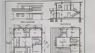 DETAILS OF A TWO STORY 2500 SQUARE FEET HOUSE (plan, section, elevation ).