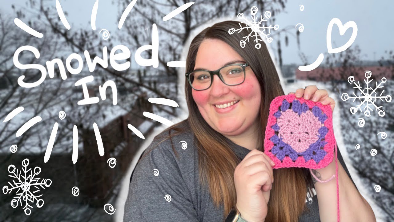 Very Snowy Crochet Vlog- NEW All-in-one Granny Square Yarn!