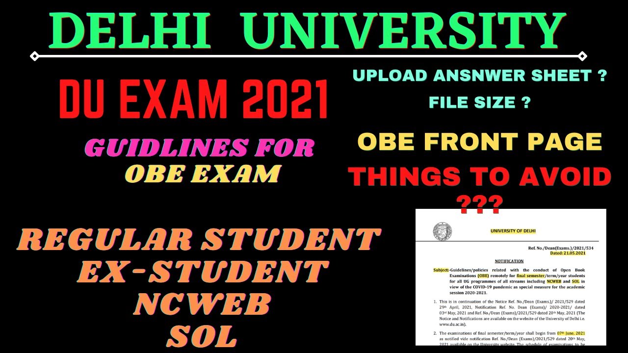 DU OBE Exam Guidelines | DU OBE Exam 2021 | Exam Guidelines For Regular Ex- student NCWEB SOL| Part2