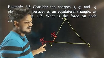Ex 1.6 Consider the charges q, q, and –q placed at the vertices of an equilateral triangle, as shown