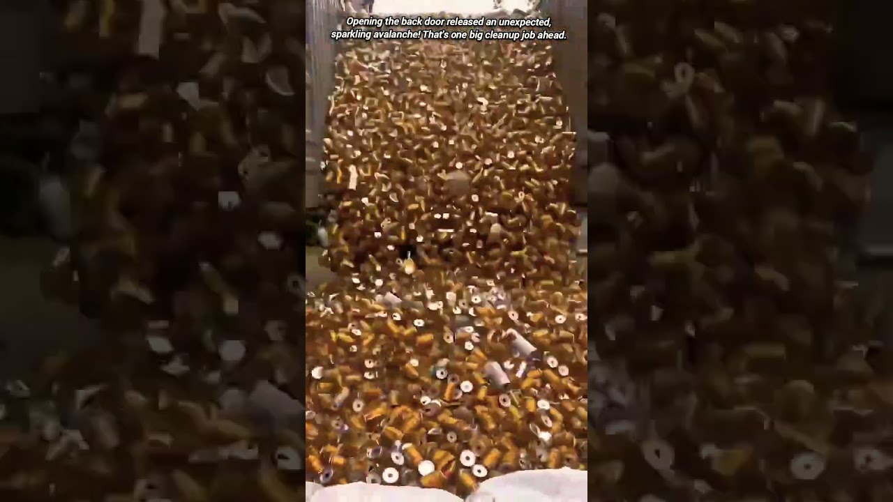 Massive Truckload of Cans Spills into the Street.