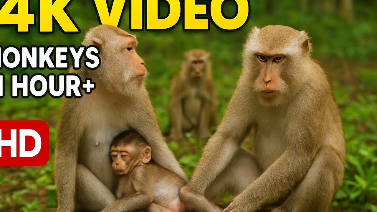 4K Monkey Videos For Smart TV | ❤️ Lovely Family Cutest Moment 