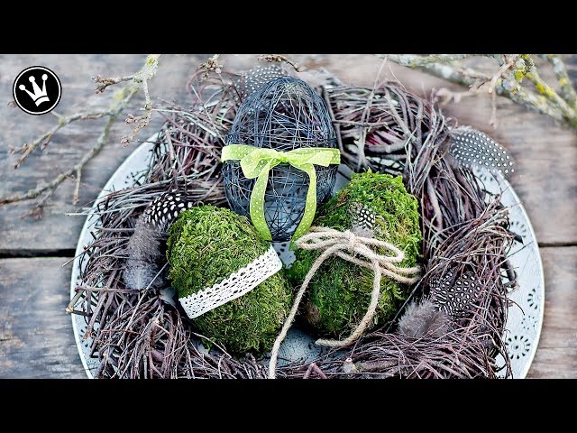 DIY - Frühlingssdeko selber machen | Osterdeko | Eier aus Moos und Draht | Kranz aus Zweigen