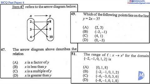 47,49&51 | Relations, Functions and Graphs | Multiple Choice 4 | CXC CSEC Mathematics