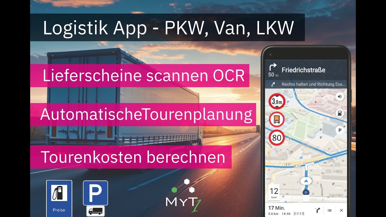 MyTransport One: Die Mächtige Tourenplaner-App für PKW & LKW [Adressenscan, Parkplätze, Tankstellen]