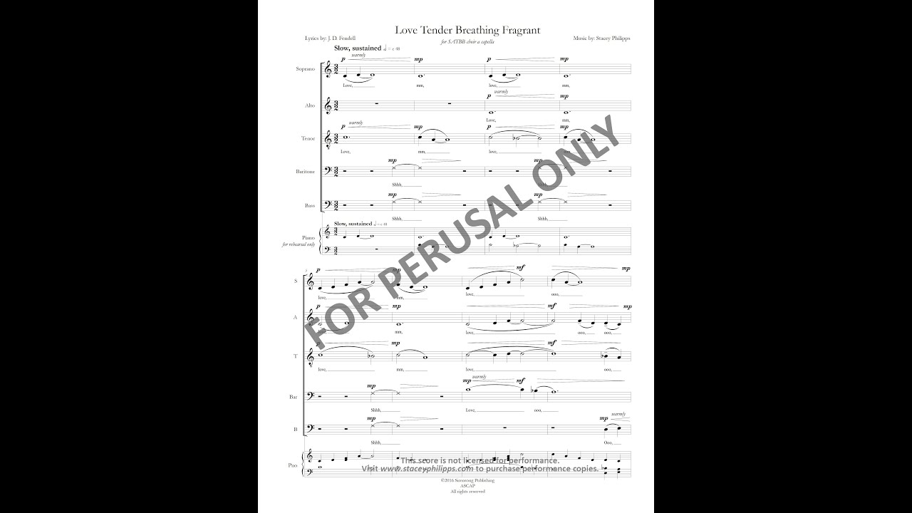 Love Tender Breathing Fragrant (SATBB) preview score